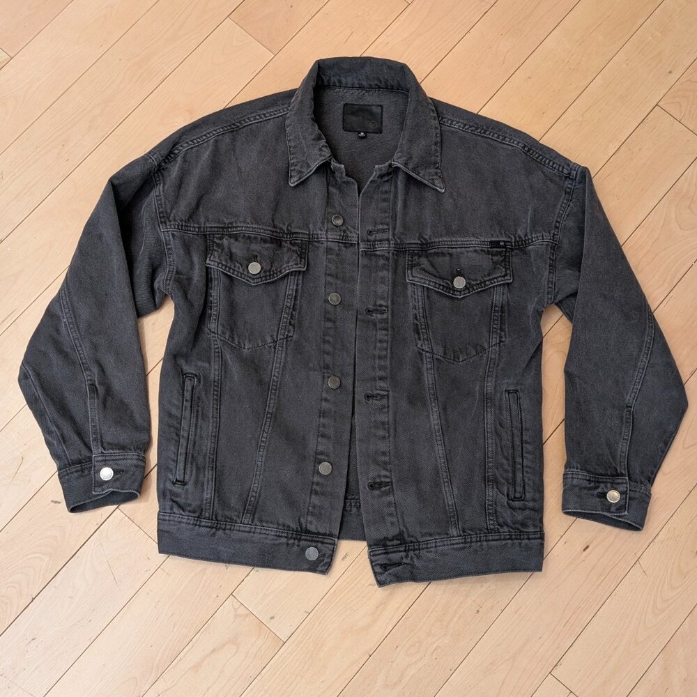 MOVING SALE AG Oversized 90s Boyfriend Jean Jacket Aged Black Wash Size XS